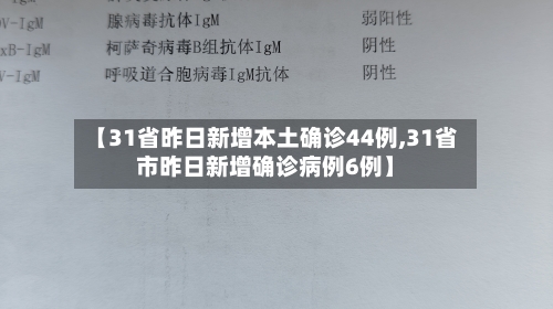 【31省昨日新增本土确诊44例,31省市昨日新增确诊病例6例】