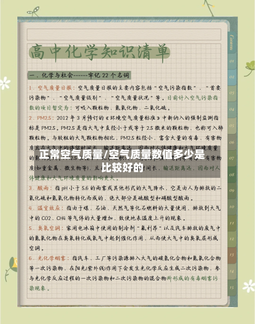 正常空气质量/空气质量数值多少是比较好的